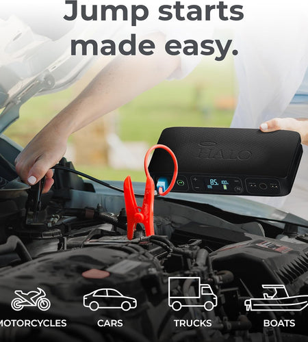 Bolt Air 58830 Mwh Portable Emergency Power Kit with Tire Pump, 4 Interchangeable Air Nozzles, Extra Accessory Kit, Car Jump Starter, and Car Charger - Black Graphite