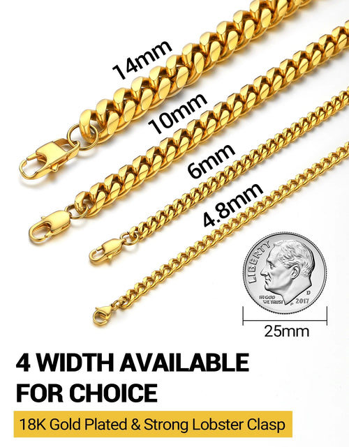 Load image into Gallery viewer, Gold Plated Bracelet for Men Chunky Cuban Bracelet 10MM 7.5 Inch Chain Bracelet Stainless Steel Gift for Him
