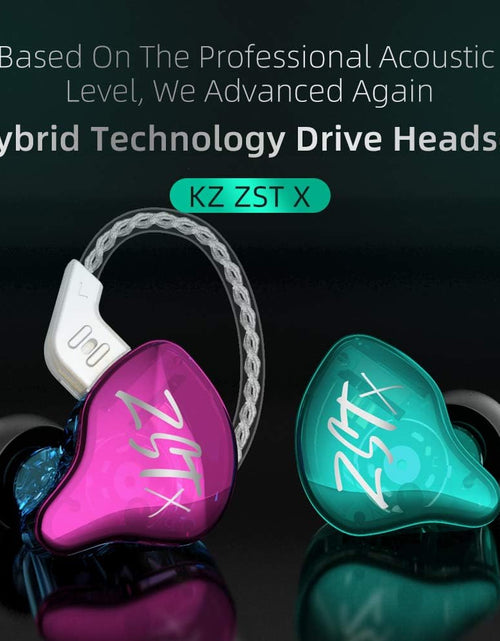 Load image into Gallery viewer, KZ ZST X In-Ear Monitors, Upgraded Dynamic Hybrid Dual Driver ZSTX Earphones, Hifi Stereo IEM Wired Earbuds/Headphones with Detachable Cable for Musician Audiophile (Without Mic, Purple)
