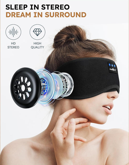 Load image into Gallery viewer, Sleep Headphones Bluetooth Headband Sleeping Headphones Eye Mask for Women Men Unisex, Wireless Music Mask Built-In Speakers Microphone Adjustable Strap for Side Sleepers Travel Office
