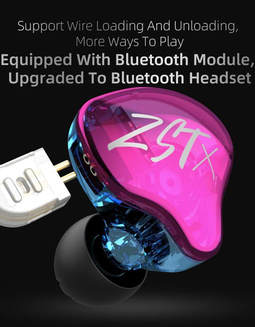 Load image into Gallery viewer, KZ ZST X In-Ear Monitors, Upgraded Dynamic Hybrid Dual Driver ZSTX Earphones, Hifi Stereo IEM Wired Earbuds/Headphones with Detachable Cable for Musician Audiophile (Without Mic, Purple)
