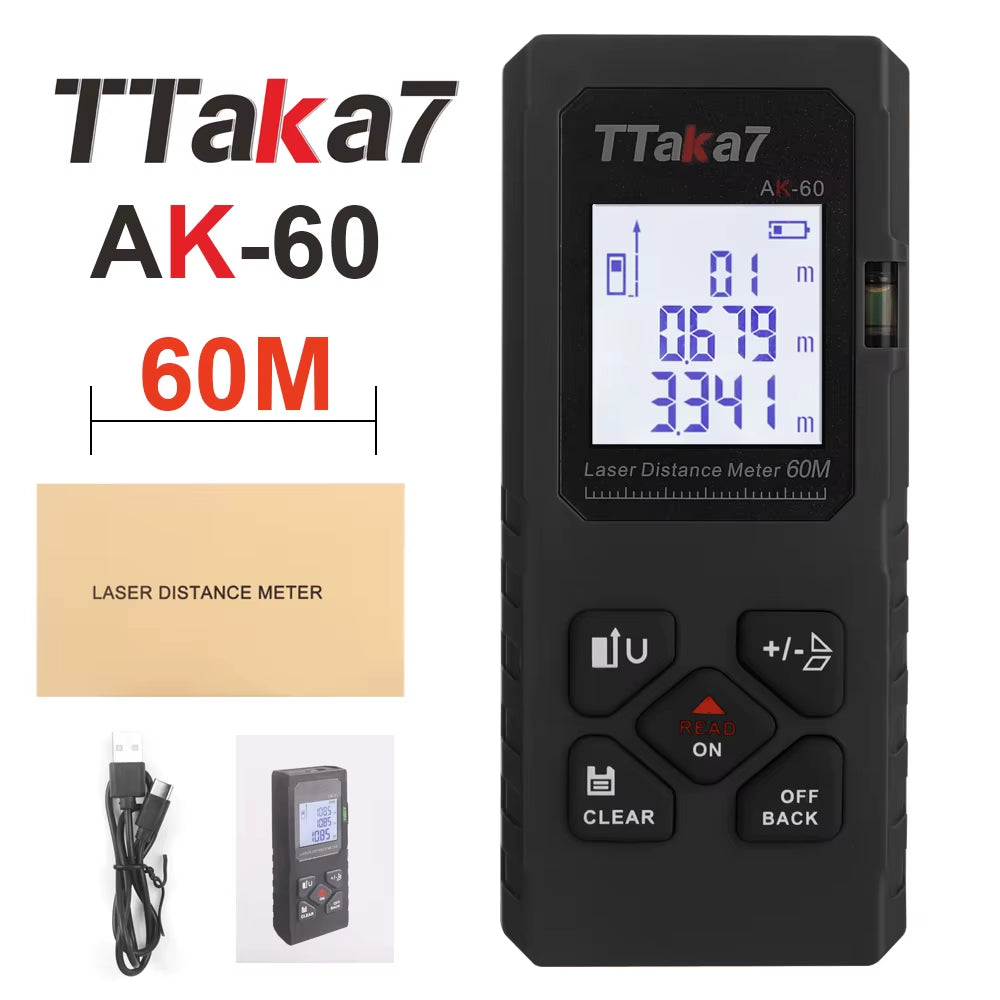 SmartMeasure 40M/60M Mini Laser Distance Meter – USB Rechargeable Handheld Rangefinder for Accurate Measurements