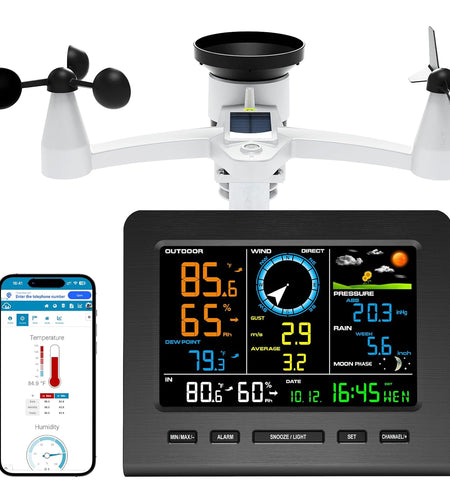 SmartWeather Pro™ – WiFi Wireless Indoor & Outdoor Weather Station with Rain, Wind & Temp Monitoring