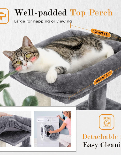 Load image into Gallery viewer, 34 Inches Cat Tree Multilevel Cat Tower with Double Condos, Spacious Perch, Fully Wrapped Scratching Sisal Post and Replaceable Dangling Balls Gray
