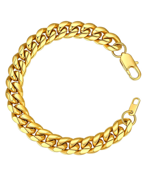 Load image into Gallery viewer, Gold Plated Bracelet for Men Chunky Cuban Bracelet 10MM 7.5 Inch Chain Bracelet Stainless Steel Gift for Him
