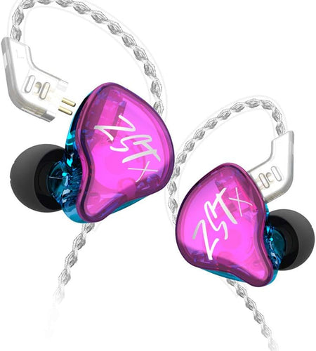 KZ ZST X In-Ear Monitors, Upgraded Dynamic Hybrid Dual Driver ZSTX Earphones, Hifi Stereo IEM Wired Earbuds/Headphones with Detachable Cable for Musician Audiophile (Without Mic, Purple)