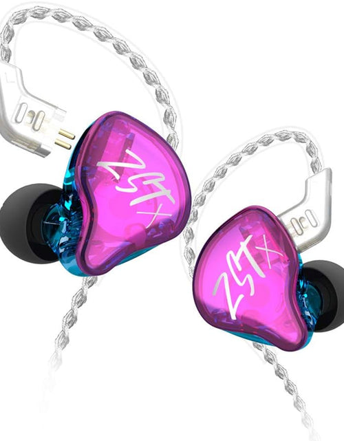 Load image into Gallery viewer, KZ ZST X In-Ear Monitors, Upgraded Dynamic Hybrid Dual Driver ZSTX Earphones, Hifi Stereo IEM Wired Earbuds/Headphones with Detachable Cable for Musician Audiophile (Without Mic, Purple)
