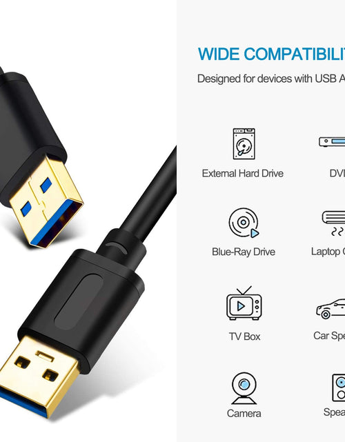 Load image into Gallery viewer, USB 3.0 a to a Male Cable 6Ft,Usb to USB Cable USB Male to Male Cable USB Cord with Gold-Plated Connector for Hard Drive Enclosures, DVD Player, Laptop Cooler (6Ft/1.8M)
