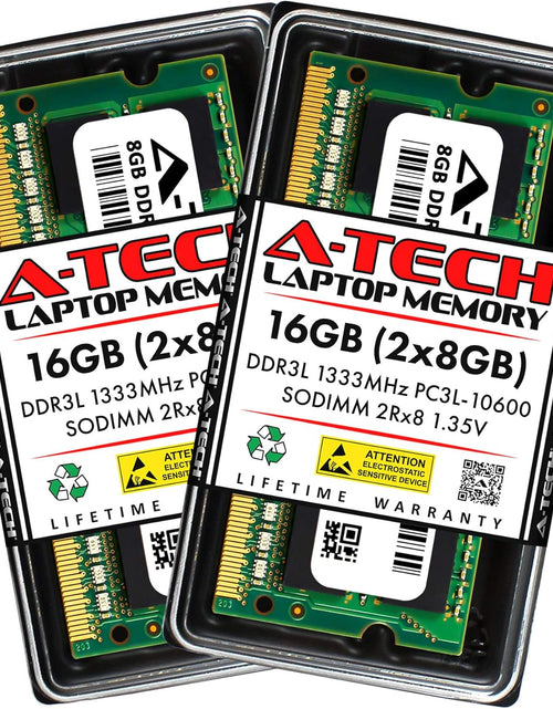 Load image into Gallery viewer, RAM 16GB Kit (2X8Gb) DDR3/DDR3L 1333 Mhz PC3L-10600 (PC3-10600) SODIMM - Laptop &amp; All-In-One Computer Memory - CL9 2Rx8 1.35V 204-Pin SO-DIMM Non-Ecc Unbuffered Upgrade Modules
