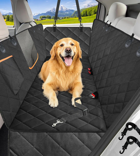 Dog Car Seat Cover for Back Seat,600D Heavy Duty Dog Hammock for Car with Side Flap,100% Waterproof Pet Backseat Cover, Anti-Scratch Nonslip Pet Seat Protector for Cars Trucks and SUV
