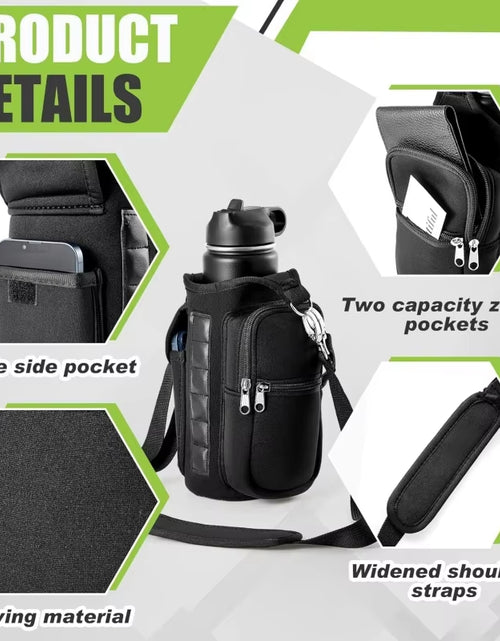 Load image into Gallery viewer, Magnetic Water Bottle Holder Gym Water Bottle Carrier Bag W/ Phone Pocket Handle Shoulder Strap 6 Built-In Magnets Water Bottle
